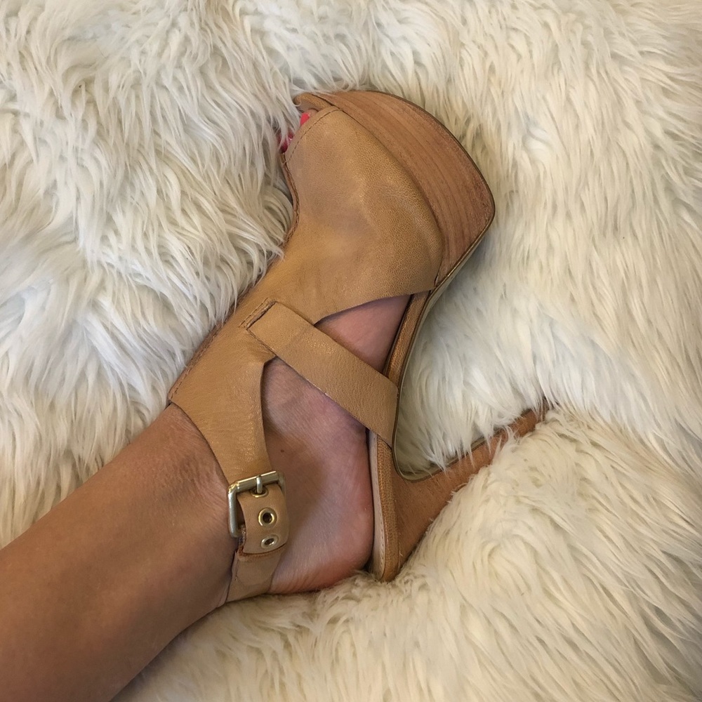 Beige high heels